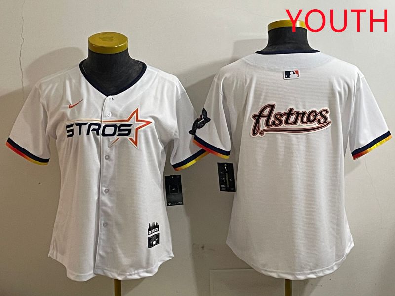 Youth Houston Astros Blank White three generations Joint Name Nike 2025 MLB Jersey style 16